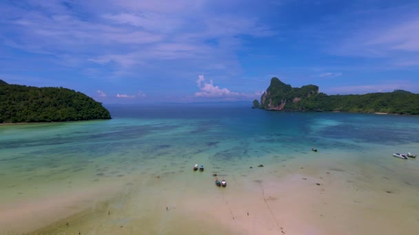 Koh Phi Don Thailandia Colore Turchese Oceano Con Kayak Longtail — Video Stock