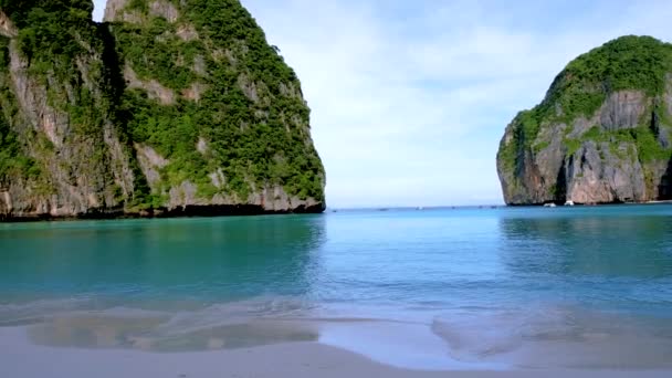 Tropisk Strand Vik Vid Koh Phi Phi Thailand Tom Maya — Stockvideo