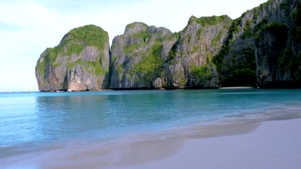 Koh Phi Phi Tailândia Praia Maya Vazio Pela Manhã Sem — Vídeo de Stock