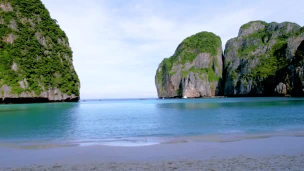 Koh Phi Phi Thaiföld Üres Maya Strand Reggel Nincs Turista — Stock videók