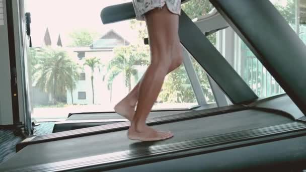Zbliżenie Nóg Tajskiej Fitness Młoda Kobieta Odzieży Sportowej Ćwiczenia Kardio — Wideo stockowe