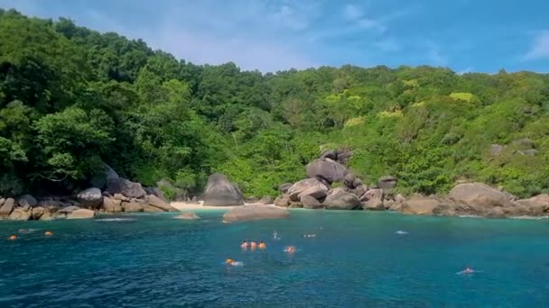 Pessoas Snorkeling Nas Ilhas Similan Islands National Park Thailand — Vídeo de Stock