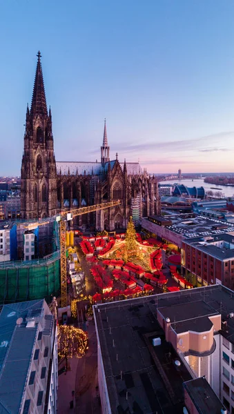 Kölner Weihnachtsmarkt Aus Der Drohne — Stockfoto