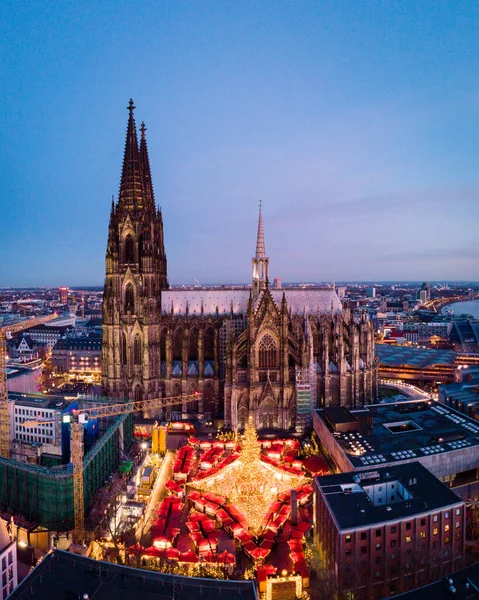 Colonia Germania Mercatino Natale Vista Drone — Foto Stock