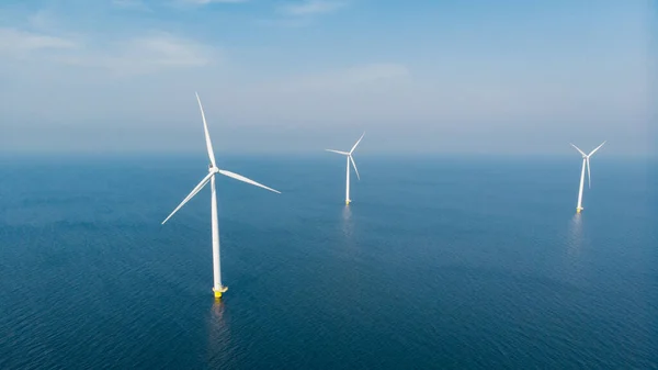 Windmill Turbines Sea View Drone Aerial View Huge Windmill Park — Stock Photo, Image