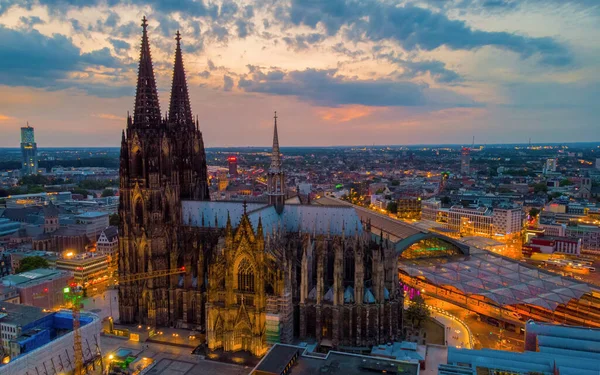 Kölner Blick Auf Den Kölner Dom Aus Der Luft Über — Stockfoto