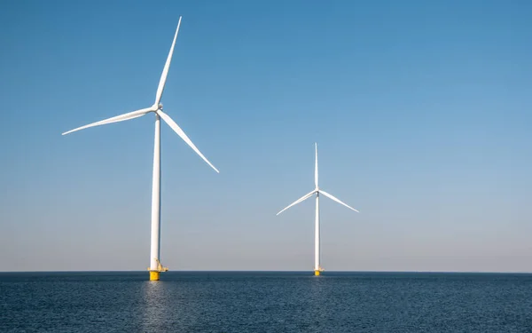 Windmill Turbines Netherlands Sea Blue Sky — Stock Photo, Image