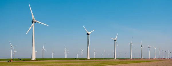 Windmill Turbines Sea Blue Sky Seen Sky Drone — Stock Photo, Image