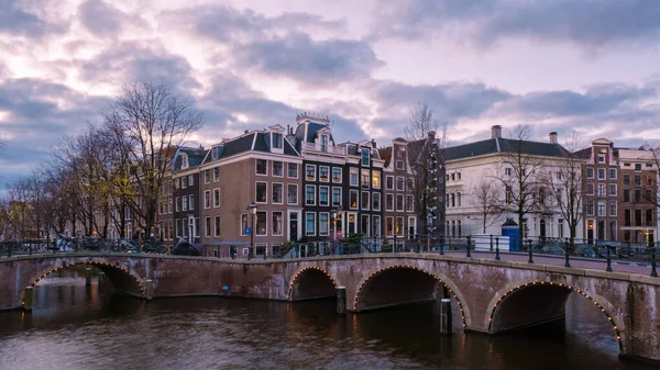 Amsterdam Nederland December 2020 Grachten Met Kerstverlichting December Grachtengordel Historisch — Stockfoto