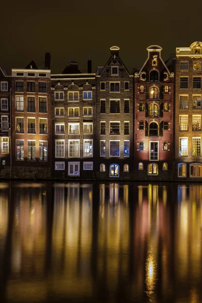 Amsterdam Niederlande Grachten Bei Sonnenuntergang Mit Lichtern Abend Dezember Während — Stockfoto