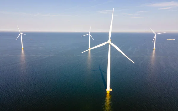 Aerial View Windmill Park Windmills Turbines Netherlands Drone View Windmill — Stock Photo, Image