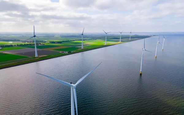 Aerial View Windmill Park Windmills Turbines Blue Sky — Stock Photo, Image