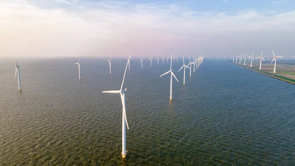 Вид Дрона Вітрові Турбіни Генерують Електроенергію — стокове фото