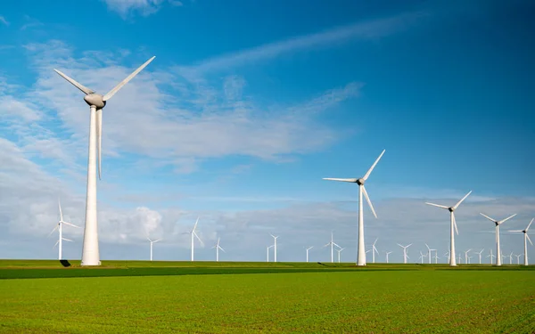 Парк Вітряків Турбінами Перехід Зеленої Енергії Європу — стокове фото