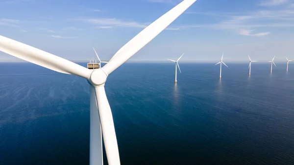 Hollanda Flevoland Daki Ijsselmeer Gölü Nde Yel Değirmeni Türbinleriyle Windmill — Stok fotoğraf