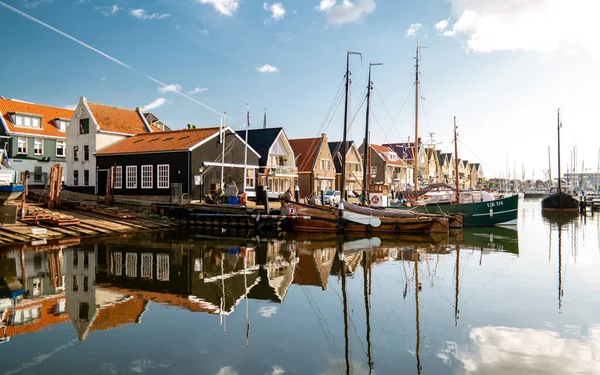 Урк Нідерланди Вересень 2020 Стара Гавань Урка Рибальськими Човнами Відображенням — стокове фото