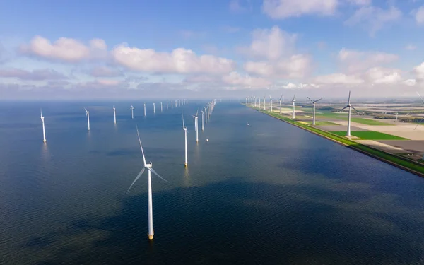 Вид Воздуха Парк Windmill Ветряными Мельницами Океане — стоковое фото