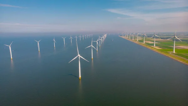 Éoliennes Générant Électricité Avec Concept Énergie Verte Ciel Bleu Parc — Photo
