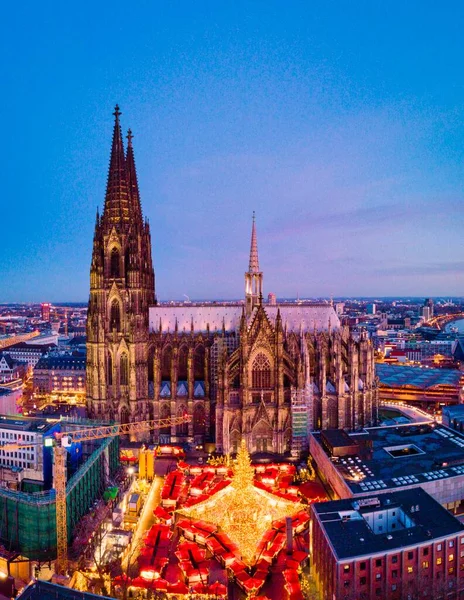 Kölner Weihnachtsmarkt Aus Der Drohne — Stockfoto