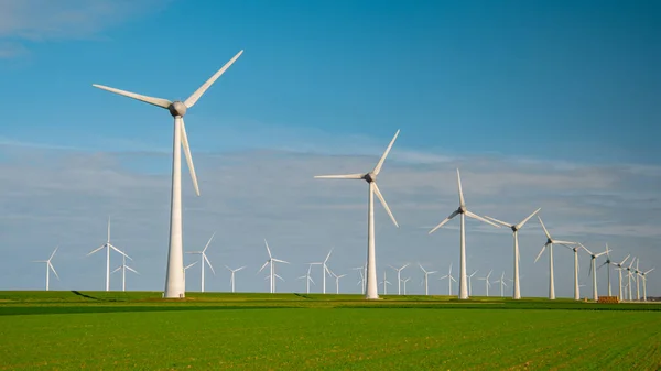 Windmill Turbines Generate Electric Blue Sky Green Energy Concept Wind — Stock Photo, Image