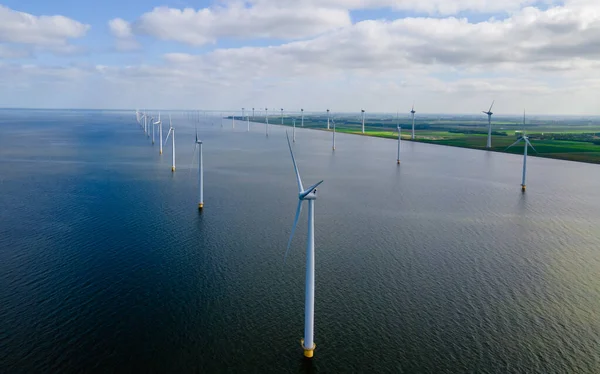 Drone Aerial View Windmill Park Windmills Turbines Ocean — Stock Photo, Image