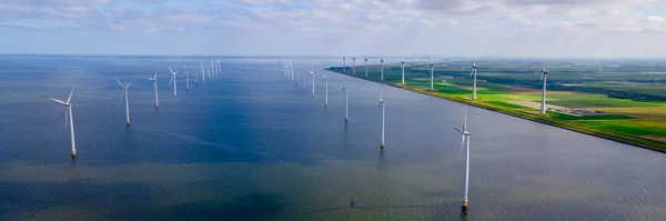Панорама Віндміллерівським Парком Вітровими Турбінами Велетенські Вітрові Турбіни Нідерландах — стокове фото