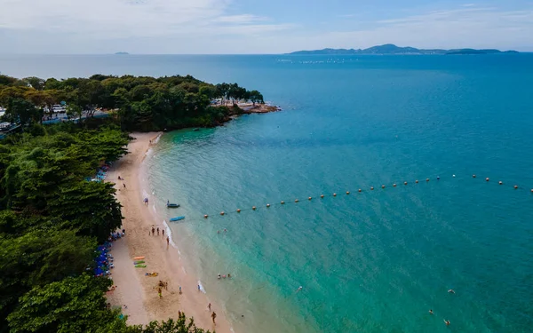 Drone Vista Aérea Cozy Beach Pattaya Tailandia Con Gente Tomando —  Fotos de Stock