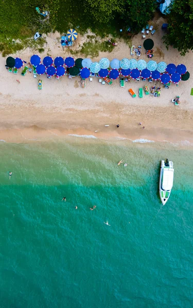 Drone Vista Aerea Cozy Beach Pattaya Thailandia Con Gente Prendere — Foto Stock