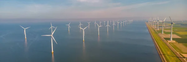 Panorama Windmill Park Windmills Turbines Ocean — Stock Photo, Image