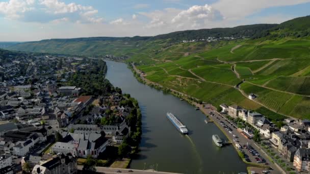 Transporte Gas Por Barco Navegación Interior Sobre Río Mosel Alemania — Vídeo de stock