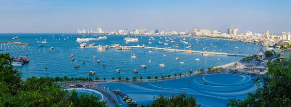 Skyline Pattaya Con Océano Azul Desde Mirador Colina Pattaya Tailandia —  Fotos de Stock