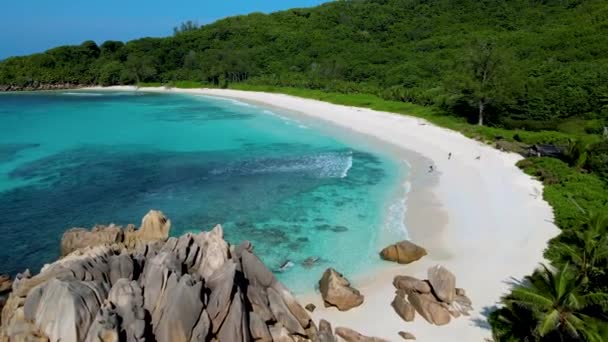 Anse Cocos Praia Seychelles Digue Island Petite Anse Beach Uma — Vídeo de Stock