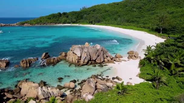 Anse Cocos Strand Seychellen Digue Island Petite Anse Beach Met — Stockvideo