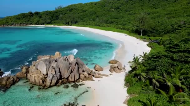 Stranden Anse Cocos Seychellerna Digue Island Petite Anse Beach Vacker — Stockvideo