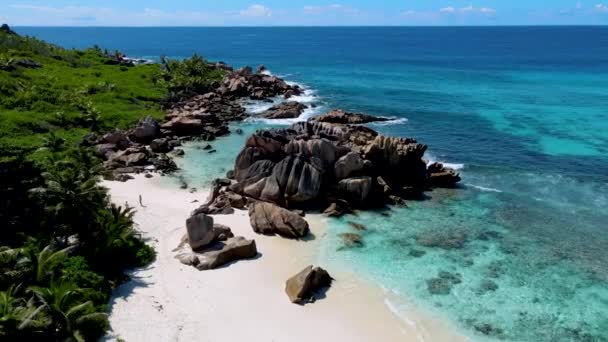 Anse Cocos Beach Seychelles Digue Island Petite Anse Beach Beautiful — Stock Video