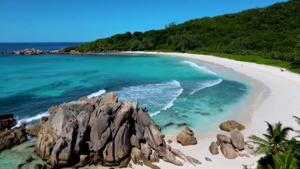 Seychelles Digue Island Petite Anse Beach Чудовий Пляж Білим Піском — стокове відео