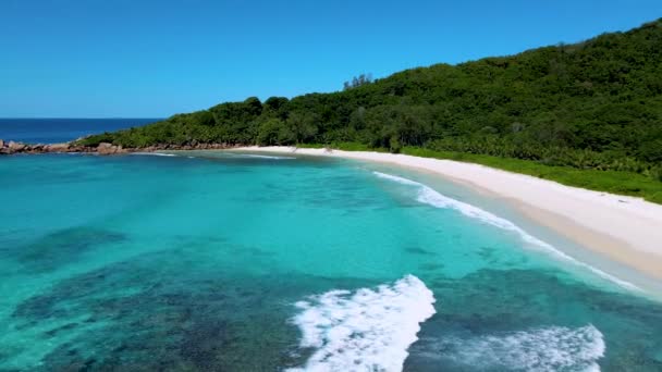 Anse Cocos Παραλία Σεϋχέλλες Digue Island Petite Anse Beach Μια — Αρχείο Βίντεο