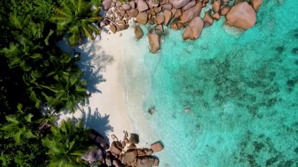 Playa Anse Lazio Isla Praslin Seychelles Pequeña Playa Secreta Bahía — Vídeos de Stock