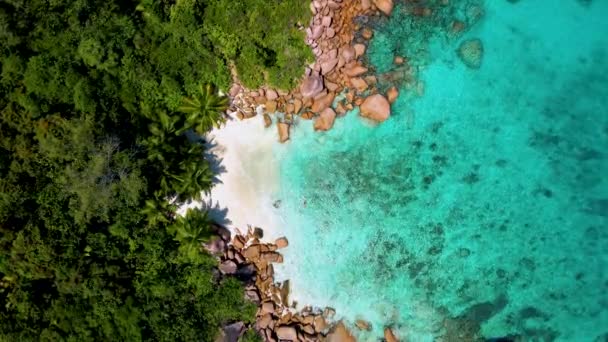 Anse Lazio Playa Praslin Isla Seychelles Secreto Pequeña Playa Bahía — Vídeos de Stock