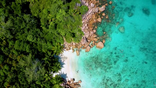 Anse Lazio Strand Auf Der Insel Praslin Seychellen Geheimnisvoller Kleiner — Stockvideo