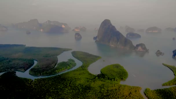 Panorama Pohled Sametnangshe Pohled Hory Zátoce Phangnga Mangrovovým Lesem Andamanském — Stock video