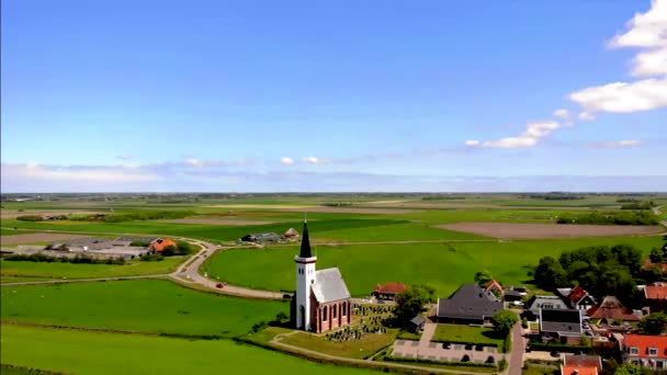 Witte Kerk Den Hoorn Texel Nederland Mooie Kerk Het Dorp — Stockvideo