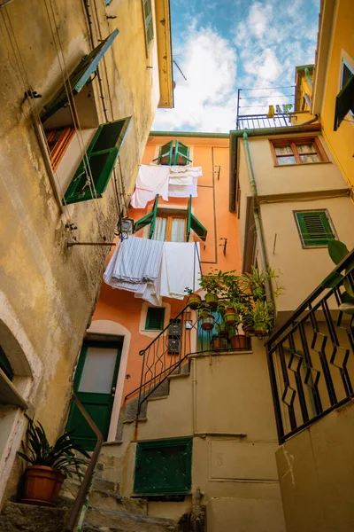 Очаровательные Средиземноморские Улицы Vernazza Village Cinque Terre National Park Italy — стоковое фото