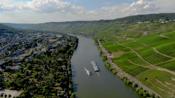 Transporte Gás Navegação Interior Sobre Rio Moselle Alemanha Dia Verão — Vídeo de Stock