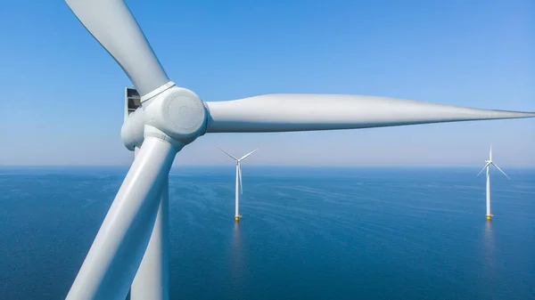 Les Éoliennes Mer Produisent Énergie Verte Aux Pays Bas Vue — Photo