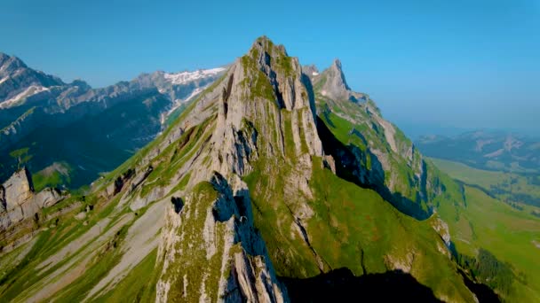 Schaeffler Mountain Ridge Swiss Alpstein Appenzell Switzerland Brant Den Majestätiska — Stockvideo