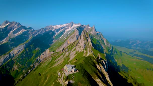 Schaeffler Cordilheira Suíça Alpstein Appenzell Suíça Cume Íngreme Majestoso Pico — Vídeo de Stock