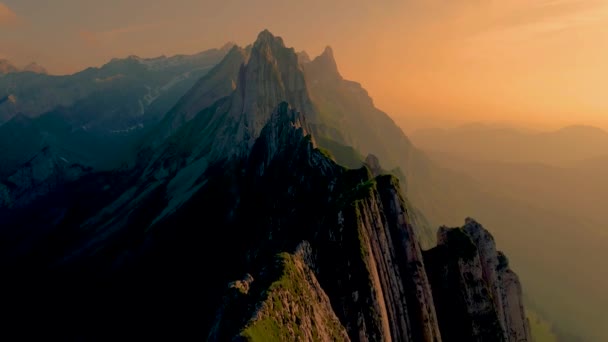 Schaffler Mountain Ridge Swiss Alpstein Appenzell Switzerland Brant Den Majestätiska — Stockvideo