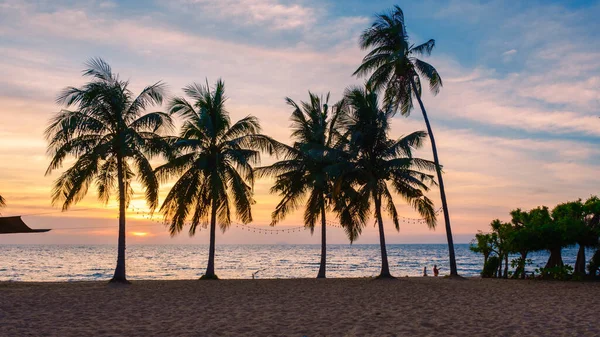 White Tropical Beach Sunset Pattaya Najomtien Palm Trees Beach Sunset —  Fotos de Stock