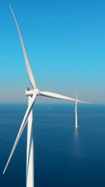 Drone View Wind Mill Turbines Windmill Park Clouds Blue Sky — Videoclip de stoc